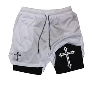 Shorts de course pour hommes respirants à logo personnalisé, camouflage, séchage rapide, pour la gym et l'entraînement sportif, taille élastique, athlétiques - Product Image 1