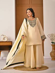 Dhoti Tradicional Midi Salwar Kameez para Mujer, para Todas las Temporadas, Bodas, Diwali, Fiestas, Terciopelo, Bordado Intenso, Estampado Digital, Moderno - Product Image 3