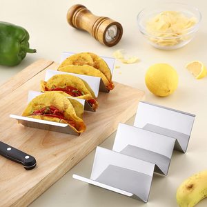 SKI Customized Logo Eco-Friendly Stainless Steel Taco Holders Set Hot Selling Oven Safe Metal <b>Corn</b> Tortilla Serving Tray Plates - Product Image 4