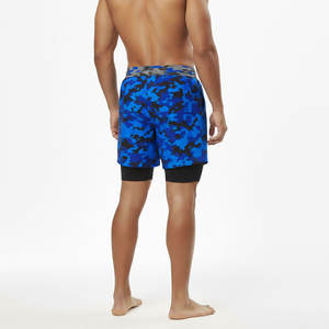 Custom logo Training Short 2 in 1 Lined Summer Double <b>Layer</b> Pockets Breathable Sports Workout Gym Mens Short - Product Image 4