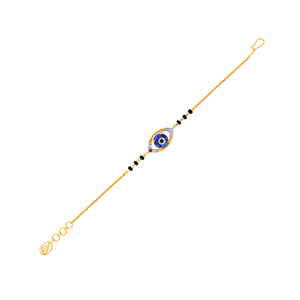 Pulsera de cadena ajustable chapada en oro con amuleto de ojo turco azul y circonita cúbica para bebé - Product Image 1