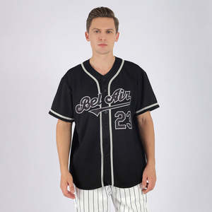 Maillot de baseball noir personnalisé pour homme, manches courtes, col en V, respirant, en polyester, avec nom d'équipe imprimé, maillot d'entraînement - Product Image 5