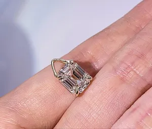 <b>Solid</b> 14K Yellow <b>Gold</b> Moissanite Solitaire Wedding <b>Pendant</b> Emerald Cut VVS1 2 CT - Product Image 4