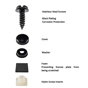 Paquete de 4 tornillos para matrícula de acero inoxidable negro, pernos universales a prueba de herrumbre para placas delanteras/traseras de coche/camión - Product Image 4