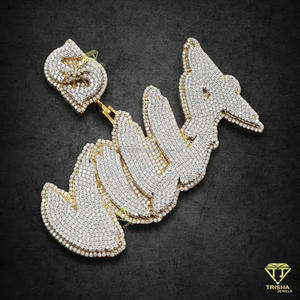 Luxury "VILLA" Pendant Iced Out Moissanite Diamond Necklace Rapper Style Fashion Jewelry Gift Pendant Iced Out Moissanite Di - Product Image 3