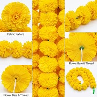 Karangan Bunga Marigold Oranye Grosir untuk Wisuda, Diwali, Pesta Pernikahan, Pooja India, Bunga Marigold Plastik Buatan Tangan Panjang