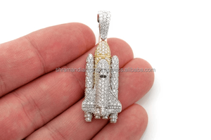 Luxury Hip Hop 925 Sterling <b>Silver</b> Spaceship Pendants With Lab Grown Diamonds Gold Plated Micro Pave Themed Charms Fine Jewelry - Product Image 6