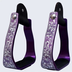 Estribos de Aluminio Premium Estilo Western, Inclinados, con Grabado Floral, Ligeros, Base Ancha, para Montar a Caballo, Trail, Ranch, Rodeo - Product Image 5