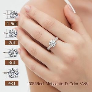 <b>925</b> Sterling <b>Silver</b> Round Cut Moissanite Engagement <b>Ring</b> Pave Band Wedding <b>Ring</b> for Women Fine Jewelry - Product Image 4