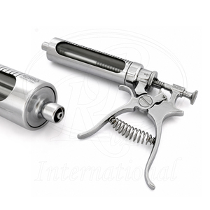 กระบอกฉีดยาอัตโนมัติสำหรับสัตว์ ขนาด 50 มล. Hank Roux Revolver Syringe Lure Lock Hub ตัวกระบอกทองเหลือง แก้ว  ขนาด 1 ถึง 5 มล. สำหรับฉีดหลายโดส - Product Image 3