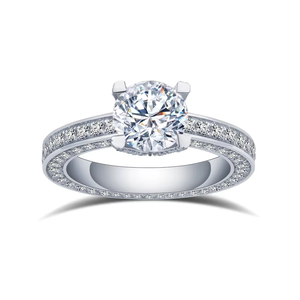 Bague de fiançailles pour femme en or blanc avec diamant rond brillant, style classique, diamants blancs de laboratoire certifiés IGI - Product Image 4