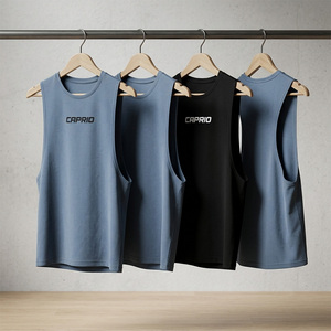 Camisetas sin Mangas Casuales de Cuello Redondo para Hombre Caprio, 100% Algodón, Secado Rápido, Transpirables, Personalizables, OEM, ODM, Marca Privada, Chaleco de Gimnasio - Product Image 3