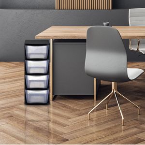 Tour de rangement en plastique avec 4 étagères noires, capacité de 60 lb - Product Image 3