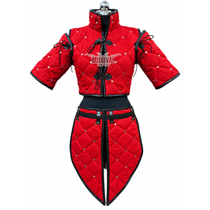 Conjunto de Armadura Gambeson Acolchada Roja Medieval con Ribete Negro, Chaqueta de Caballero Acolchada y Tasset para Disfraz de Halloween o Reenactment para Adultos - Product Image 6