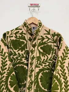 High Quality Cotton Velvet Suzani Embroidered Boho <b>Hippie</b> Indian Women Winter <b>Jacket</b> Breathable Windproof Coat Resort Wear - Product Image 6