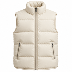 Sleeveless Quick Dry Breathable Zipper Slim Fit Men's Winter Jacket Blue Color Stand Collar Side <b>Pockets</b> Body <b>Warmer</b> - Product Image 2