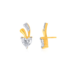Boucles d'oreilles en diamant taillé en cœur Shiny Cherry Adore Diamond Studs, plaquées or 18 carats, bijoux romantiques pour femmes à porter tous les jours - Product Image 3