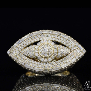 AARVA JEWELS Bague unisexe Hip Hop en argent sterling 925 plaqué rhodium avec diamant taille baguette de laboratoire pour mariage et soirée - Product Image 1