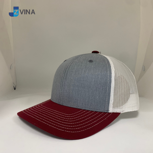 Gorra Trucker de Malla de 6 Paneles Color Borgoña y Blanco con Logotipo Personalizado, de Alta Calidad, Ajustable, Unisex, Hecha en Vietnam - Product Image 1