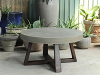 Table à manger moderne en béton pliable et légère, pieds en bois imperméables, coussin durable à séchage rapide pour hôtel, extérieur et salon