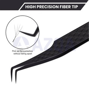 Professional Stainless Steel Black Coated Eyelash Extension Tweezers Set with PU Leather Storage Pouch - Product Image 5