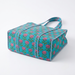 Bolso Tote de Algodón Acolchado con Estampado de Bloques, Hecho a Mano, con Patrón de Letras, Cierre de Cremallera Mediano, Asa para Hombro, Ecológico, Reutilizable y a la Moda - Product Image 2