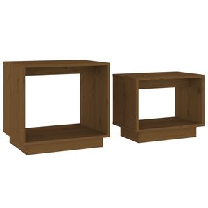 Table basse en bois de pin massif brun miel, petite à moyenne taille - Product Image 2