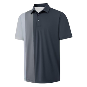 Polo pour homme à blocs de couleur, manches courtes, tricoté, décontracté, boutonné, noir, rose, rouge, coupe classique - Product Image 6
