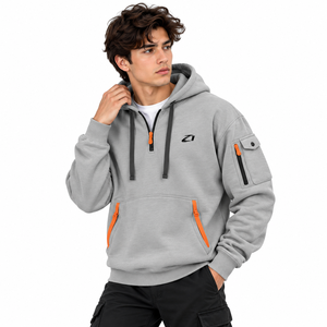 เสื้อฮู้ดดี้ผู้ชายแบบมีซิปครึ่งตัว พรีเมียม คัสตอม ผ้าฟลีซหนานุ่ม ใส่สบาย มีหลายกระเป๋า เหมาะสำหรับใส่ลำลอง กิจกรรมกลางแจ้ง และฤดูหนาว - Product Image 2