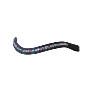 <b>Top</b> Trendy Light Brown Leather Equestrian Brow Band Durable with Latest Design Featuring Blue Pink <b>Crystals</b> Direct Manufacturer - Product Image 2