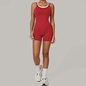 Mono de yoga de una pieza para mujer, con efecto de dos piezas, de alta elasticidad, ligero, transpirable y sin espalda, ideal para fitness y entrenamiento. - Product Image 3