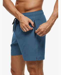 Pantalones Cortos de Natación para Hombre 2026 al por Mayor, Azules Sólidos, de Secado Rápido, con Cordón en la Cintura y Bolsillos Laterales, de Poliéster Tejido Casual de Longitud Corta - Product Image 2
