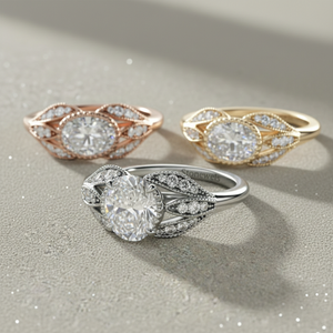 Lab Grown Diamond Vintage Engagement <b>Ring</b> 14K Rose Gold Plated Cut <b>Split</b> Shank Bridal <b>Ring</b> for Certified Luxury - Product Image 4