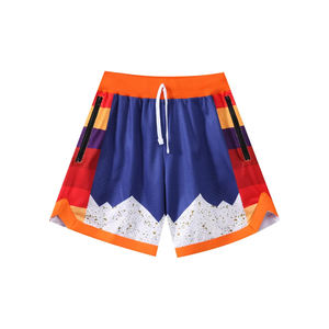 Shorts de bain pour homme style zip, impression intégrale par sublimation, tissu extensible, haute qualité. - Product Image 4
