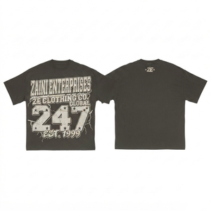เสื้อยืดโอเวอร์ไซส์ผู้ชาย ผ้าคอตตอนพรีเมียม 240 GSM ลายกราฟิกสีชาร์โคลแบบเรียบง่าย สกรีนลายตามสั่ง พิมพ์โลโก้ด้วยเทคนิค DTF/DTG - Product Image 1