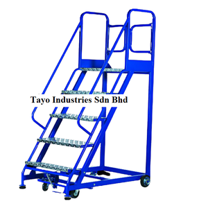 Tayo Blue Aluminium <b>Platform</b> <b>Ladder</b> Trolley with Four Wheels Movable Industrial Use F02-ML-STEP4 650x1100x1800mm - Product Image 4
