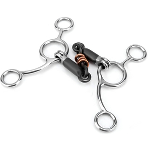 Horse Chew, Stainless Steel Horses Snaffle Bits Oval Link <b>Gag</b> Bit with Black Steel Mouth Full Cheek <b>Gag</b> Equestrian Loose <b>Ring</b> - Product Image 1