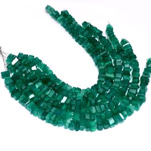 Cuentas facetadas de ónix verde AAA+ de 5x6mm-6x9mm, pepitas de ónix natural, piedras semipreciosas, cuentas pulidas de corte escalonado para la fabricación de joyas - Product Image 1