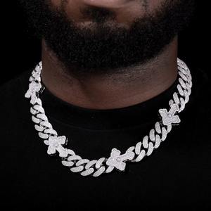 จี้ห้อยคอแบบคิวบันทำมือจากเงินแท้ 925 ชุบทองคำขาว 14K สำหรับผู้ชาย ประดับเพชรโมอิสซาไนต์ VVS1 คุณภาพเยี่ยม - Product Image 3