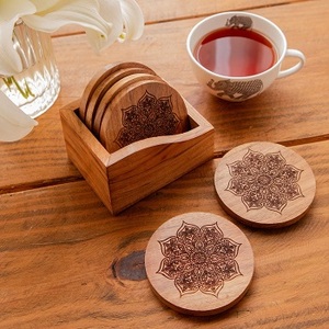 Wooden Eco-Friendly Customized Thickness <b>Round</b> Classic Design <b>Mats</b> & Pads Coaster for Coffee Cup Tea Accessories Engraving - Product Image 4