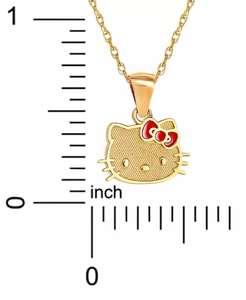 Collar con colgante de Hello Kitty con lazo esmaltado de 18 "en oro de 10k | Macy's - Product Image 4