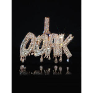 Collar Personalizado con Colgante de Diamante Cultivado en Laboratorio, Estilo Hip Hop, con Letras Brillantes, Regalo de Joyería - Product Image 4