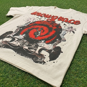T-shirt à manches courtes pour homme Snowgrace avec motif en spirale rouge imprimé, jersey en coton, décontracté, col rond, coupe classique - Product Image 5