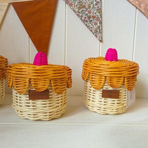 Pretend play food woven strawberry cakes rattan cake shape basket box kid <b>toys</b> & decorations - Product Image 1