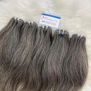 Extensions de cheveux vietnamiennes couleur gris naturel, gris foncé, longueurs courtes, en stock maintenant, prix de gros - Product Image 4