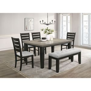 Set di 2 Sedie da Pranzo Contemporanee con Cuscini in Tessuto Grigio Chiaro, Finitura Scura, Arredamento per Cucina e Sala da Pranzo - Product Image 5