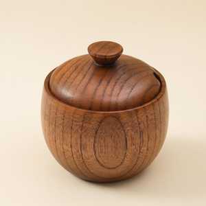 Tarro de Almacenamiento de Madera de Acacia con Tapa, Contenedor de Almacenamiento de Cocina de Madera Hecho a Mano, Tarro de Especias de Madera Natural, Almacenamiento Decorativo de Alimentos - Product Image 1