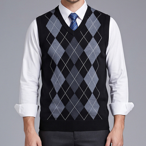 Vente en gros – Nouveauté 2026 – Gilet pull sans manches en cachemire pour homme, col en V, tricoté, épais, design personnalisé, haute qualité - Product Image 6