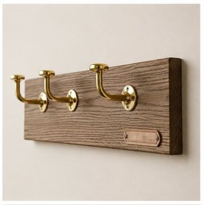 Premium Solid Wood Wall Mounted <b>Coat</b> <b>Rack</b> with 4 Heavy-Duty Solid Brass Hooks Wall Hanger for Bedroom and Bathroom Decor - Product Image 3