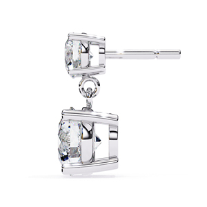 Boucles d'oreilles pendantes en moissanite 3,7 CTW, pierres rondes de 7,2 mm et 4,8 mm, or massif 18 carats, alternative brillante au diamant - Product Image 4